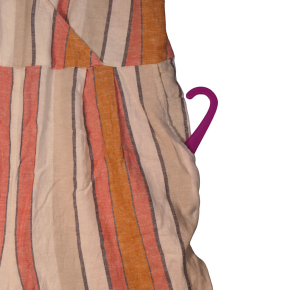 BP Jumpsuit Womens M Ivory Striped Wide Leg Pockets Linen Blend Gauzy Beachy - Picture 4 of 11